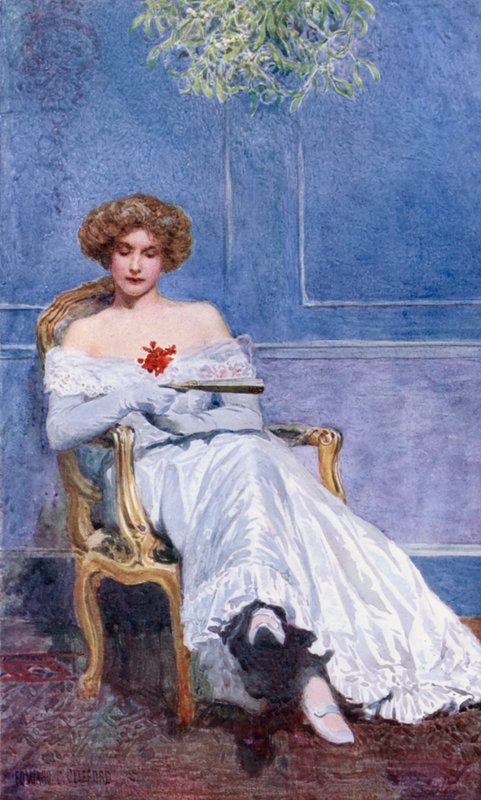 Bajo el muérdago (litografia en color) de Edward Charles Clifford