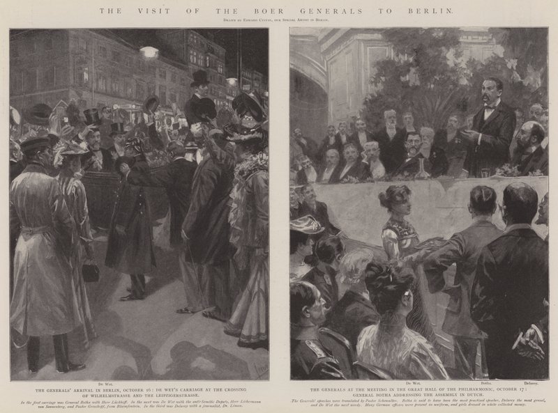La visita de los generales bóer a Berlín (litografía) de Edward Cucuel