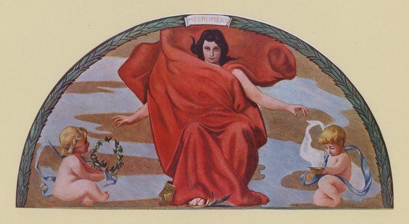 Melpómene, musa de la tragedia (litografía en color) de Edward Emerson Simmons