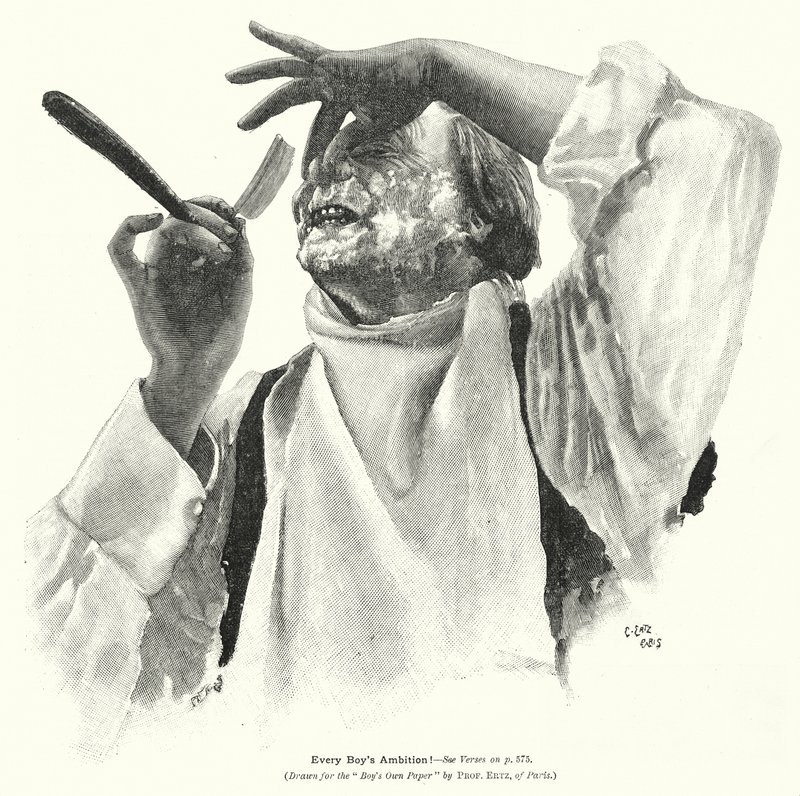 Hombre afeitándose (litografía) de Edward Ertz