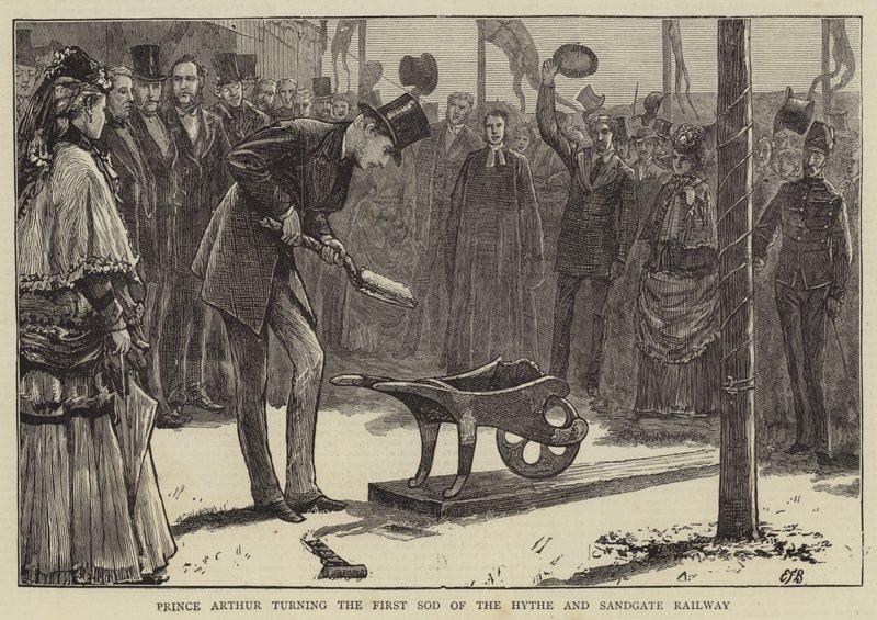 El príncipe Arturo inaugurando el Ferrocarril de Hythe y Sandgate de Edward Frederick Brewtnall