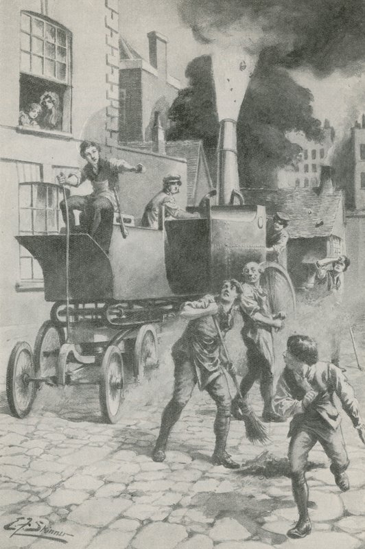 Gurney y su maravilloso motor (litografía) de Edward Frederick Skinner