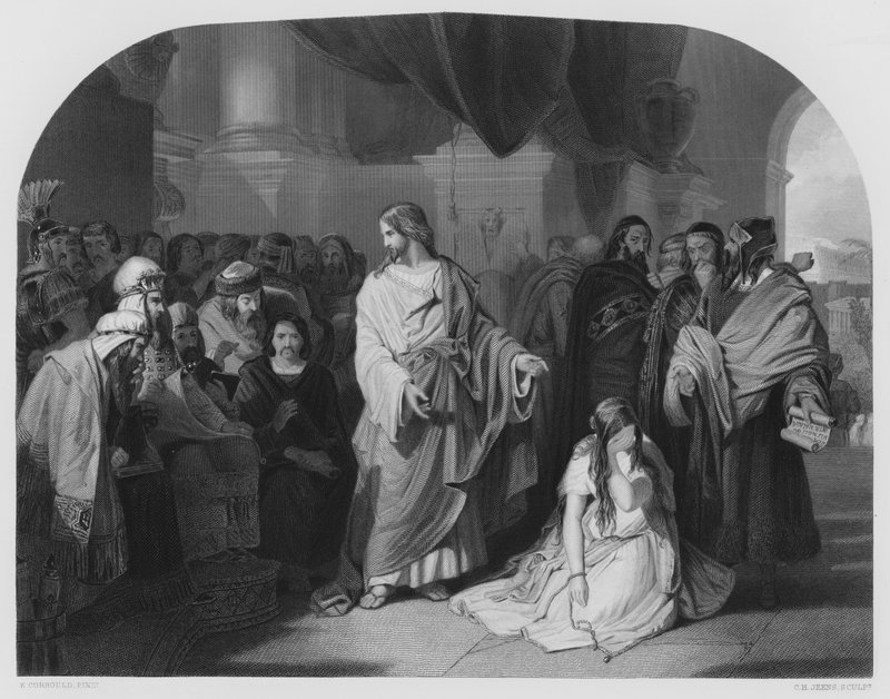 Ve y no peques más, del cuadro en la Colección Real (grabado) de Edward Henry (after) Corbould