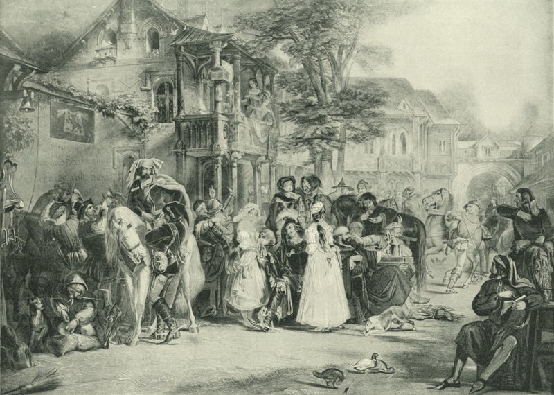 Chaucer y los peregrinos de Canterbury de Edward Henry Corbould