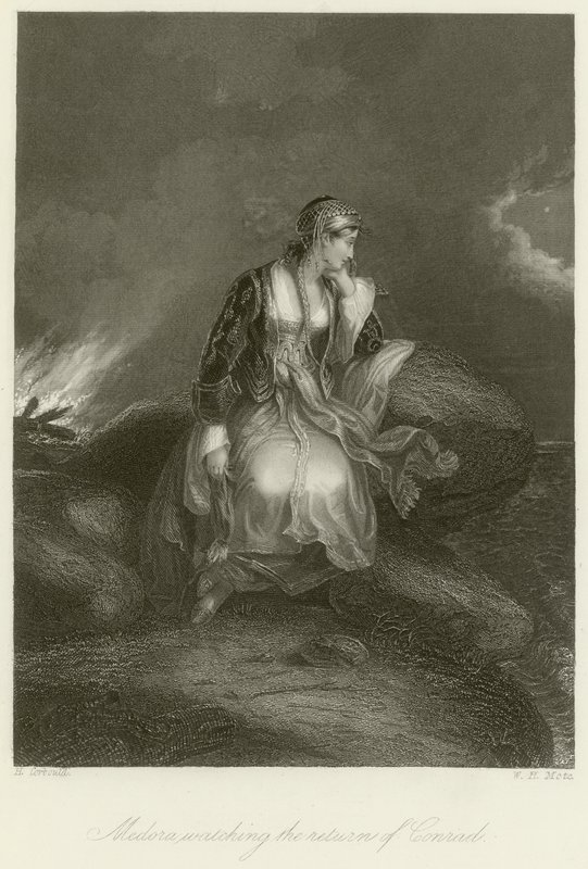 Medora observando el regreso de Conrad de Edward Henry Corbould