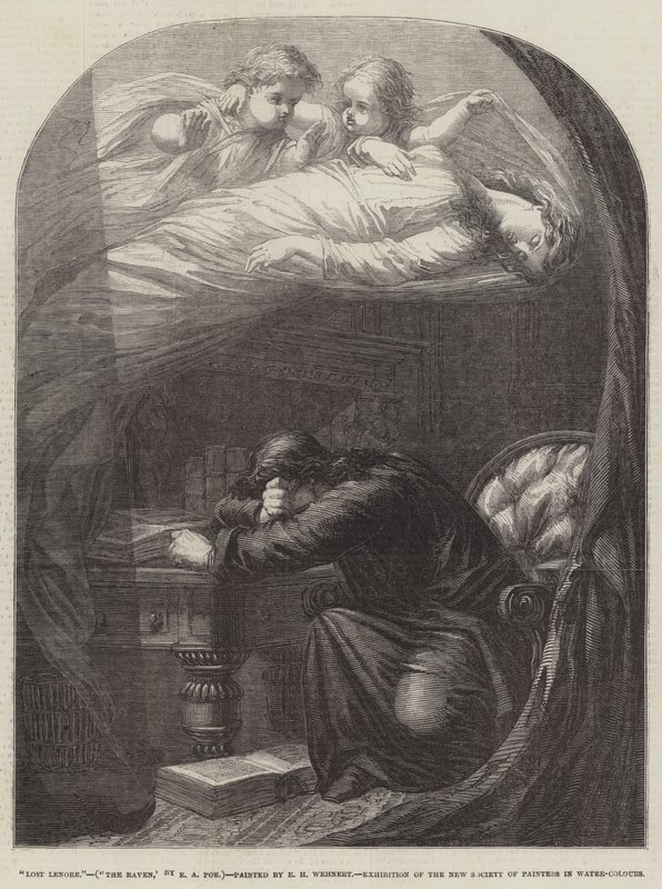 La perdida Leonor, El cuervo, por E. A. Poe de Edward Henry Wehnert
