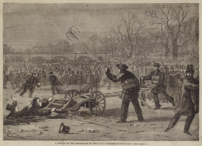Un rescate en el Serpentine por los hombres de la Real Sociedad Humana de Edward Hull