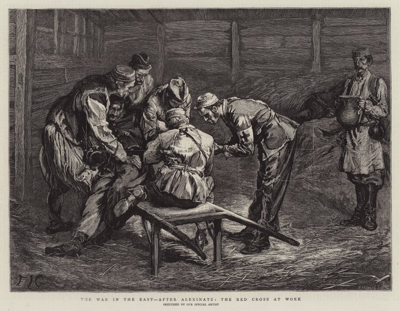 La guerra en el Este, después de Alexinatz, la Cruz Roja en acción de Edward John Gregory