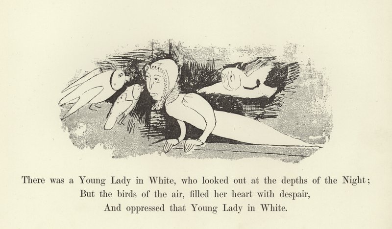 Había una joven dama de blanco, que miraba las profundidades de la noche de Edward Lear