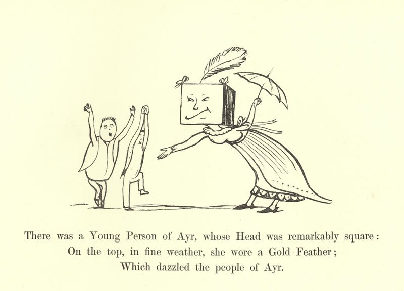 Había una joven persona de Ayr, cuya cabeza era notablemente cuadrada de Edward Lear