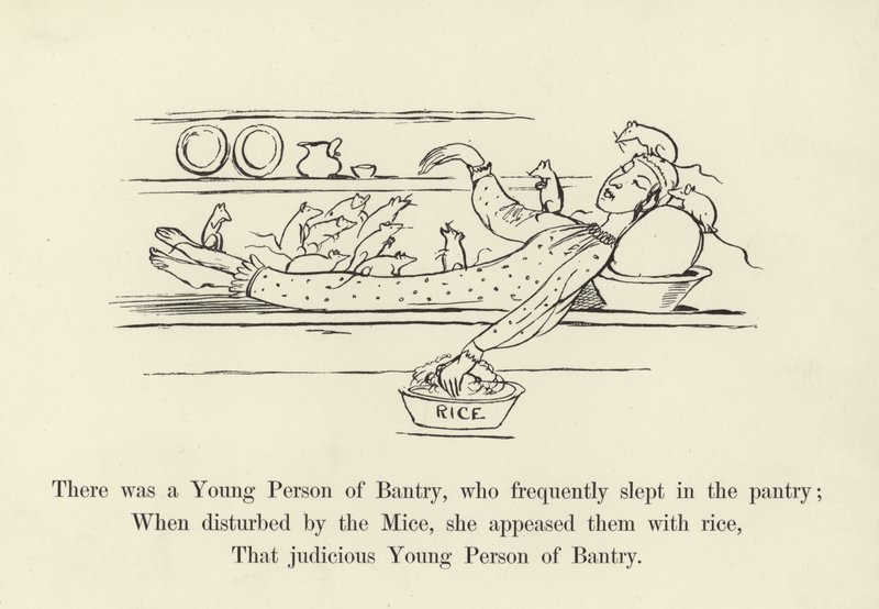 Había una joven persona de Bantry, que frecuentemente dormía en la despensa de Edward Lear