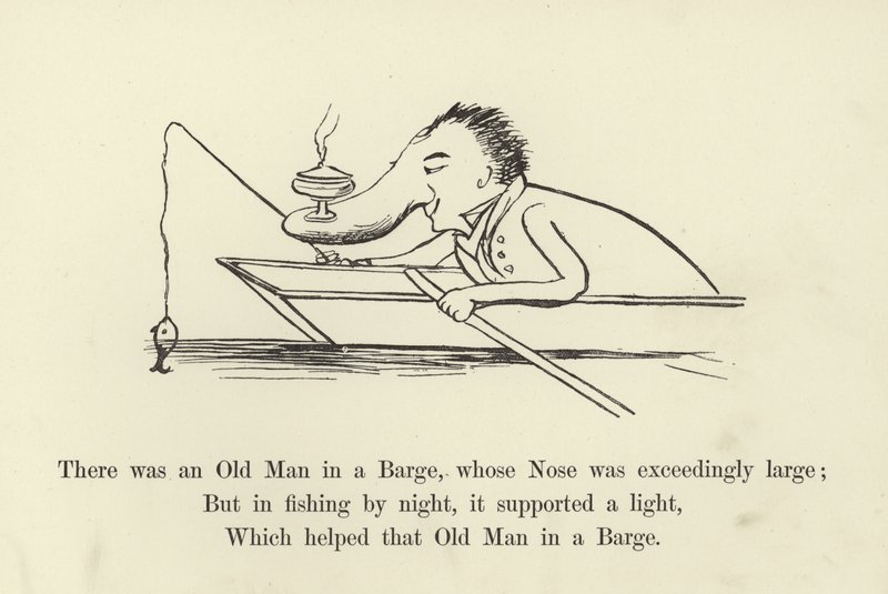 Había un viejo en una barcaza, cuya nariz era extremadamente grande de Edward Lear