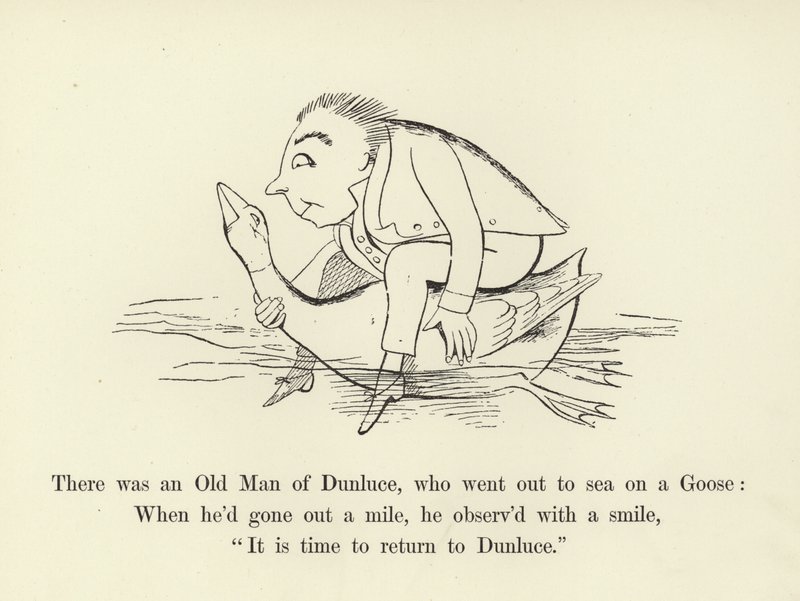 Había un hombre mayor de Dunluce, que salió al mar en un ganso de Edward Lear