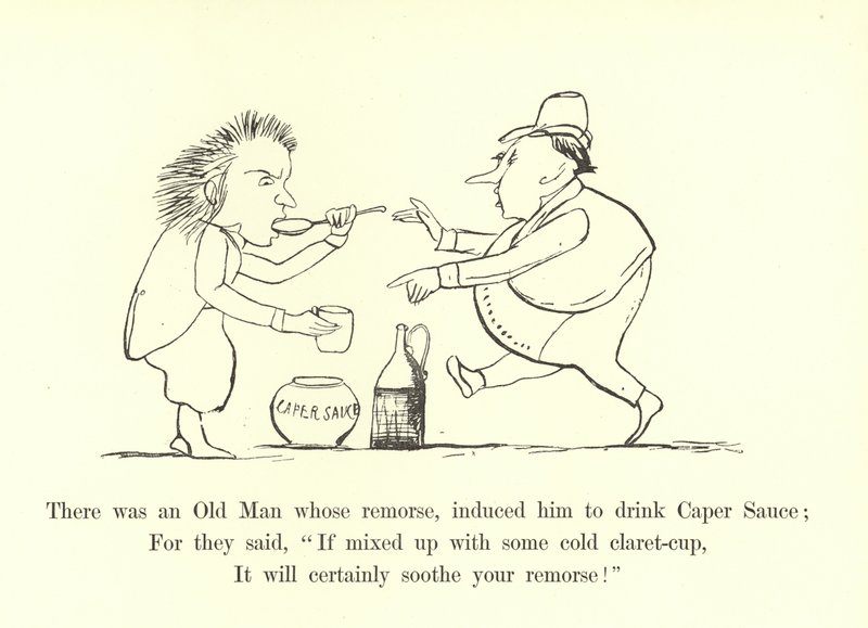 Había un Viejo cuyo remordimiento, lo indujo a beber Salsa de Alcaparras de Edward Lear