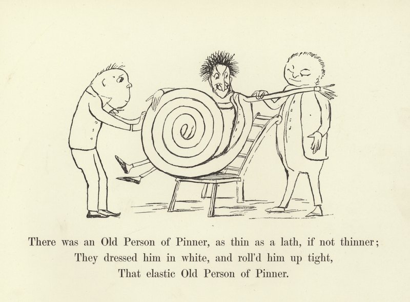 Había una persona mayor de Pinner, tan delgada como una vara, si no más delgada de Edward Lear