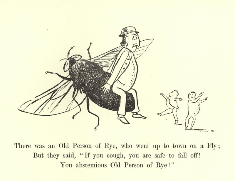 Había una Vieja de Rye, que fue a la ciudad en una Mosca de Edward Lear