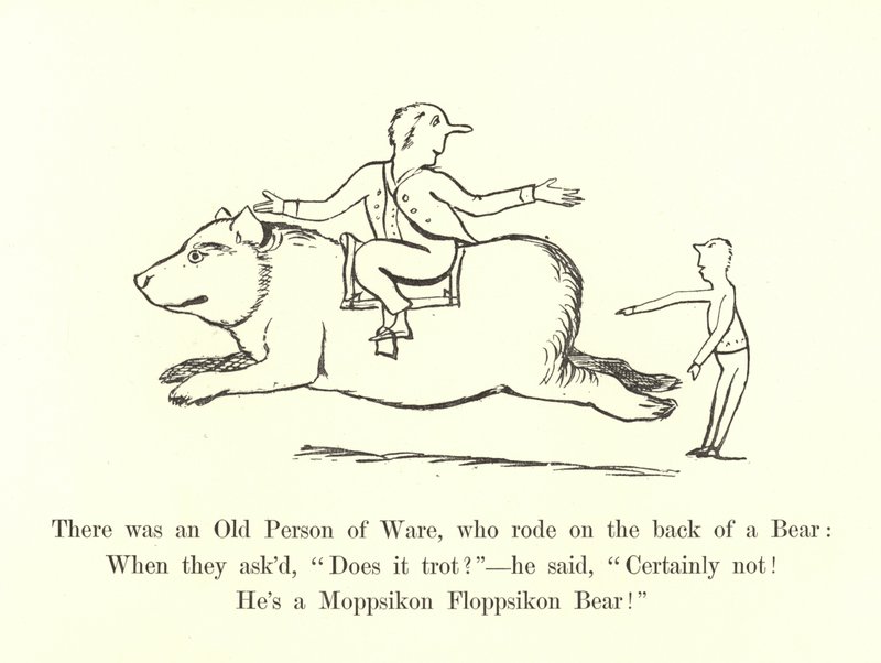 Había una Vieja Persona de Ware, que montaba en la espalda de un Oso de Edward Lear