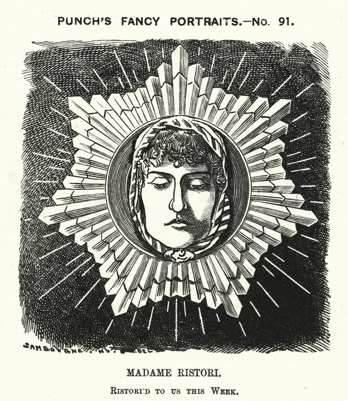 Caricatura de Punch: Adelaide Ristori, actriz italiana (grabado) de Edward Linley (after) Sambourne