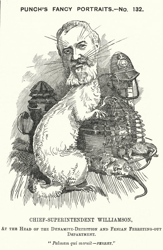 Caricatura de Punch: Adolphus Williamson, oficial de policía británico y primer jefe de la rama de detectives de la Policía Metropolitana de Edward Linley (after) Sambourne