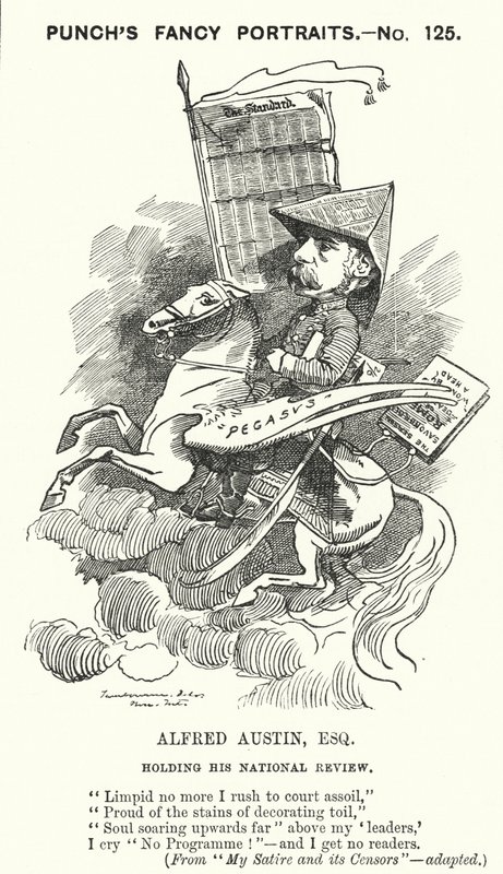 Caricatura de Punch: Alfred Austin, poeta inglés y editor del National Review (grabado) de Edward Linley (after) Sambourne