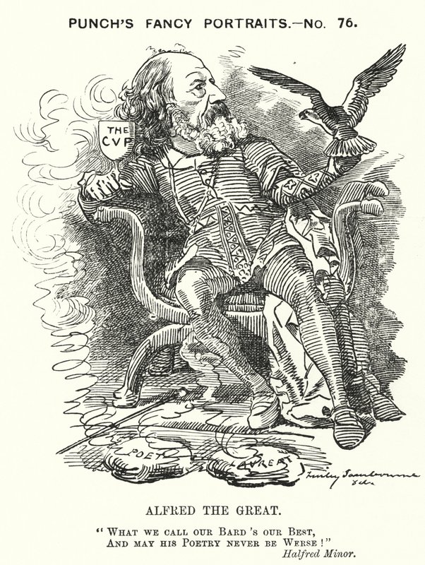Caricatura de Punch: Alfred, Lord Tennyson, poeta inglés (grabado) de Edward Linley (after) Sambourne