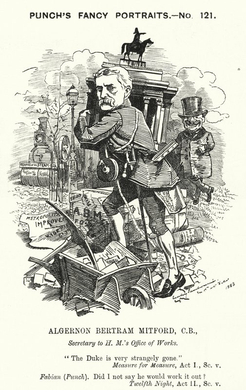 Caricatura de Punch: Algernon Bertram Freeman-Mitford de Edward Linley (after) Sambourne