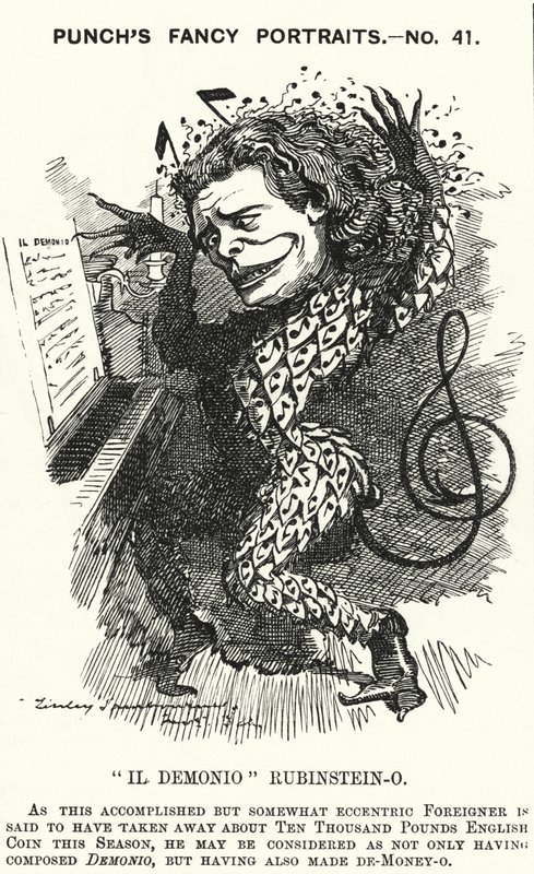 Caricatura de Punch: Anton Rubinstein, pianista, compositor y director ruso de Edward Linley (after) Sambourne