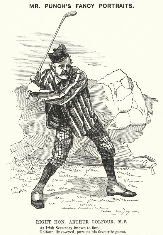 Caricatura de Punch: Arthur Balfour, político conservador británico y primer ministro (grabado) de Edward Linley (after) Sambourne