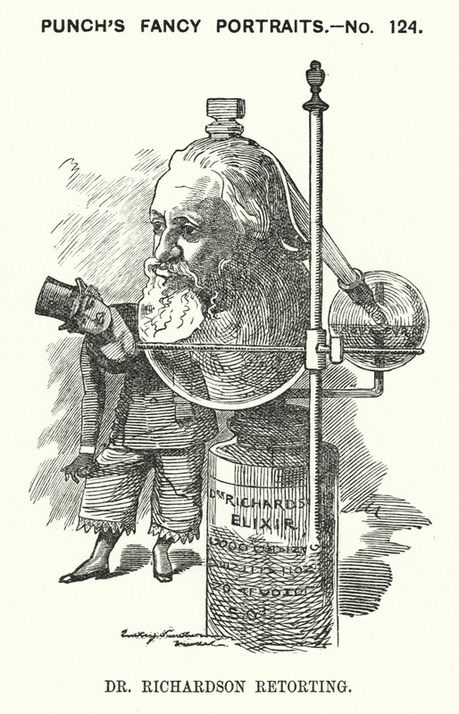 Caricatura de Punch: Benjamin Ward Richardson, médico inglés (grabado) de Edward Linley (after) Sambourne