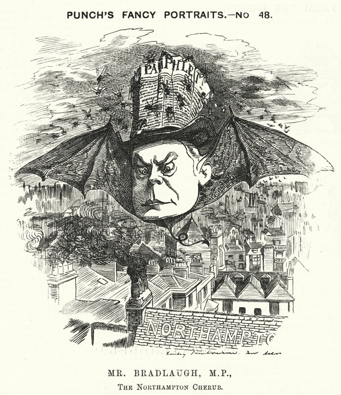 Caricatura de Punch: Charles Bradlaugh, político liberal inglés y ateo de Edward Linley (after) Sambourne