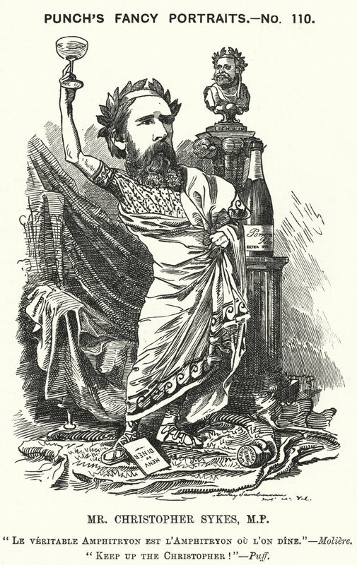 Caricatura de Punch: Christopher Sykes, político conservador inglés (grabado) de Edward Linley (after) Sambourne