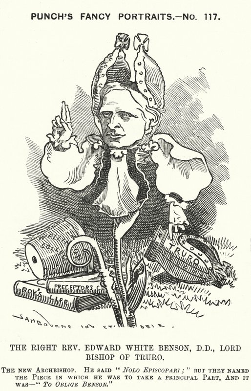 Caricatura de Punch: Edward White Benson, obispo inglés (grabado) de Edward Linley (after) Sambourne