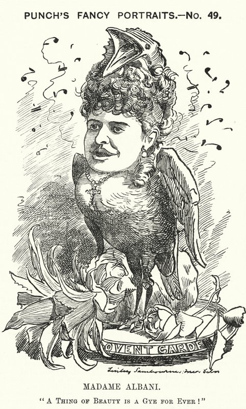 Caricatura de Punch: Emma Albani, cantante de ópera canadiense (grabado) de Edward Linley (after) Sambourne