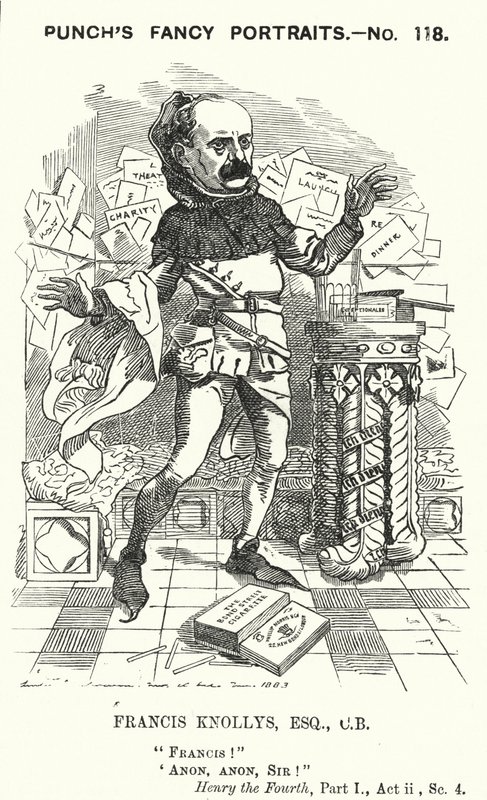 Caricatura de Punch: Francis Knollys, secretario privado del Príncipe de Gales (grabado) de Edward Linley (after) Sambourne