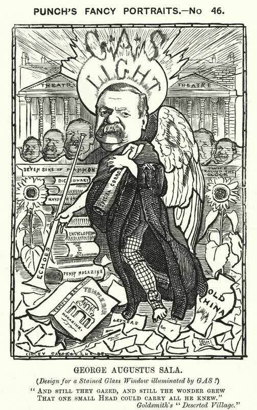 Caricatura de Punch: George Augustus Sala, autor y periodista inglés de Edward Linley (after) Sambourne