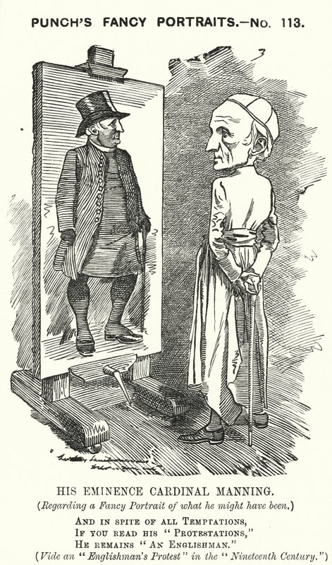 Caricatura de Punch: Henry Edward Manning, cardenal inglés y arzobispo católico de Westminster (grabado) de Edward Linley (after) Sambourne