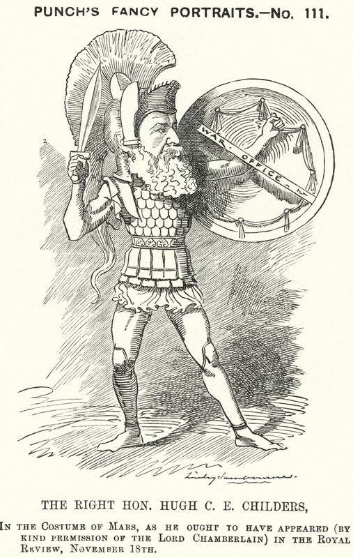 Caricatura de Punch: Hugh Childers, político liberal inglés (grabado) de Edward Linley (after) Sambourne