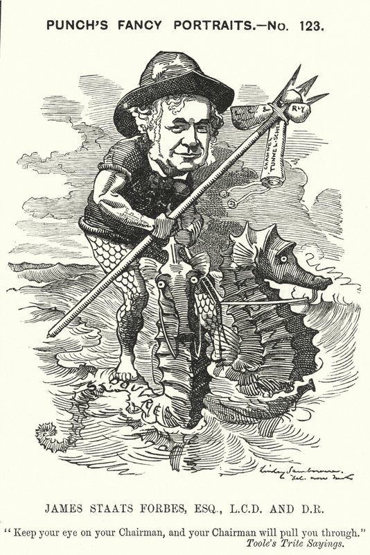 Caricatura de Punch: James Staats Forbes, ingeniero ferroviario y administrador escocés (grabado) de Edward Linley (after) Sambourne