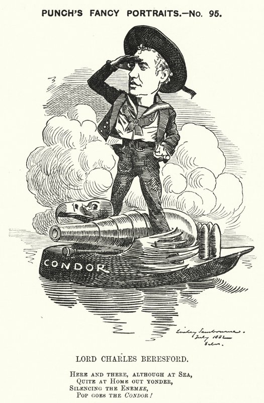 Caricatura de Punch: Lord Charles Beresford, almirante anglo-irlandés y político conservador (grabado) de Edward Linley (after) Sambourne