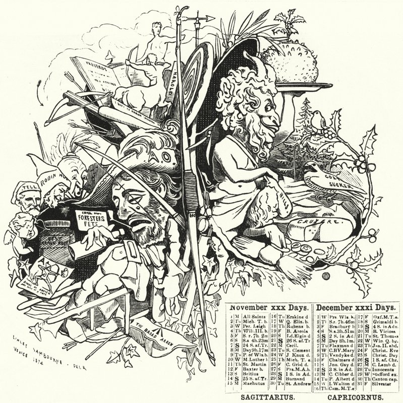 Caricatura de Punch: Noviembre y Diciembre de Edward Linley (after) Sambourne