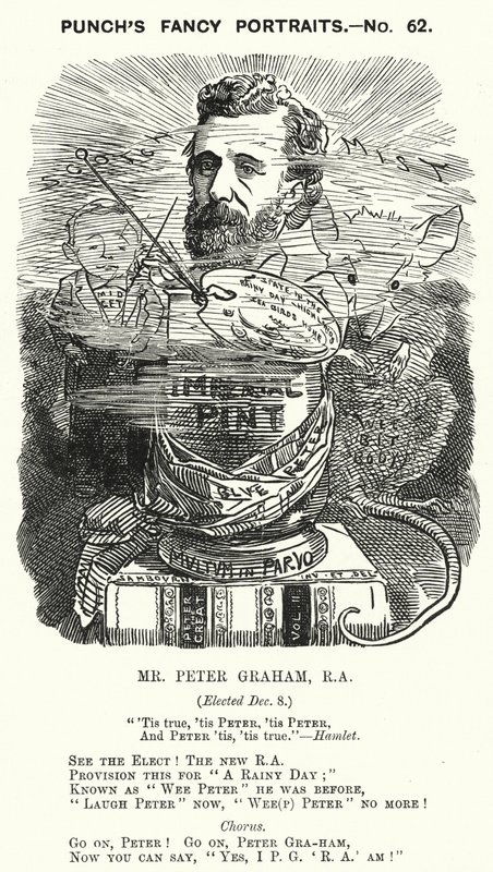 Caricatura de Punch: Peter Graham, artista escocés (grabado) de Edward Linley (after) Sambourne