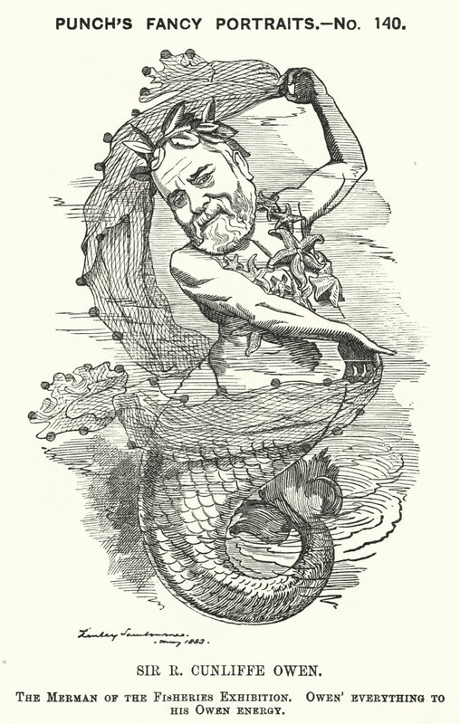 Caricatura de Punch: Philip Cunliffe-Owen, organizador de exposiciones británico y director del Museo de South Kensington, Londres de Edward Linley (after) Sambourne