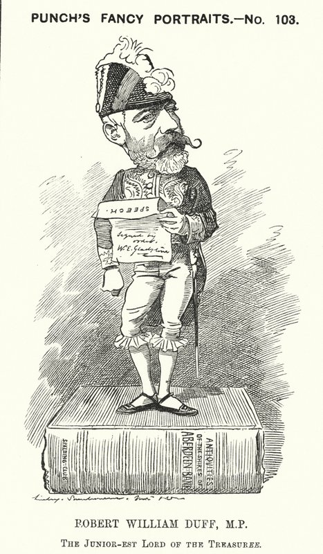 Caricatura de Punch: Robert William Duff, político liberal escocés (grabado) de Edward Linley (after) Sambourne
