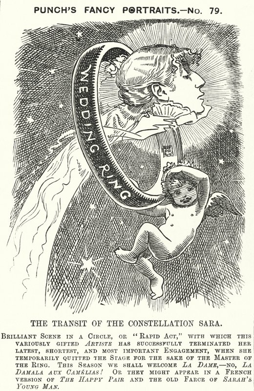 Caricatura de Punch: Sarah Bernhardt, actriz francesa (grabado) de Edward Linley (after) Sambourne