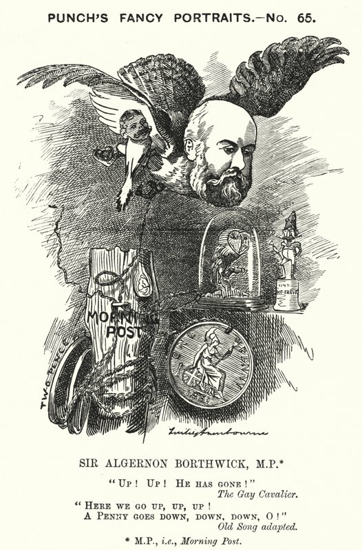 Caricatura de Punch: Sir Algernon Borthwick de Edward Linley (after) Sambourne