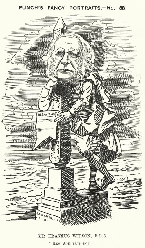 Caricatura de Punch: Sir Erasmus Wilson, cirujano y dermatólogo inglés de Edward Linley (after) Sambourne