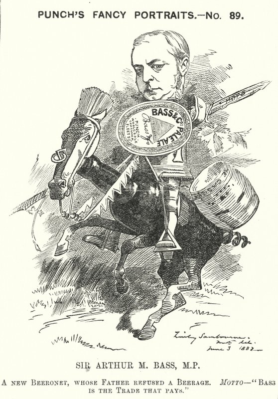 Caricatura de Punch: Sir Michael Arthur Bass de Edward Linley (after) Sambourne