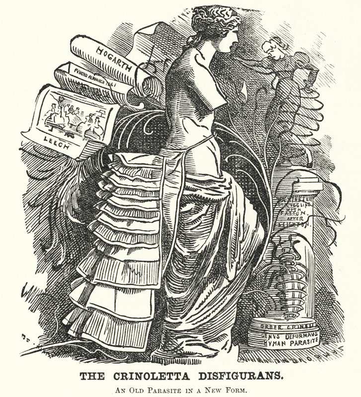 Caricatura de Punch: La Crinoletta Disfigurans de Edward Linley (after) Sambourne