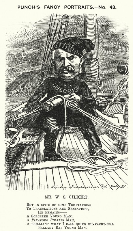 Caricatura de Punch: W S Gilbert, dramaturgo y libretista inglés (grabado) de Edward Linley (after) Sambourne