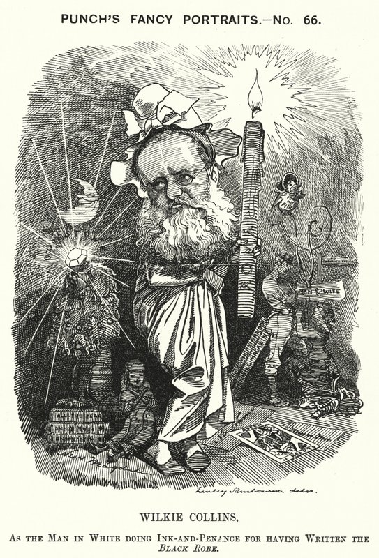 Caricatura de Punch: Wilkie Collins, novelista, dramaturgo y escritor de cuentos inglés (grabado) de Edward Linley (after) Sambourne